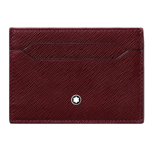 Montblanc's Sartorial Cassis Leather Card Holder 5CC is made out of full grain cowhide leather with a texture on the surface.