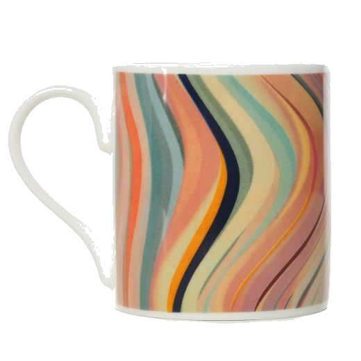 This Swirl Print Bone China Mug by Paul Smith has a pastel coloured swirl print with soft hues.