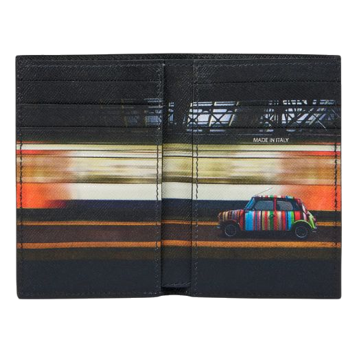 This Paul Smith Black 'Commuter Mini' Interior 6CC Card Holder is great for storing multiple bank cards and also has two extra slip pockets.
