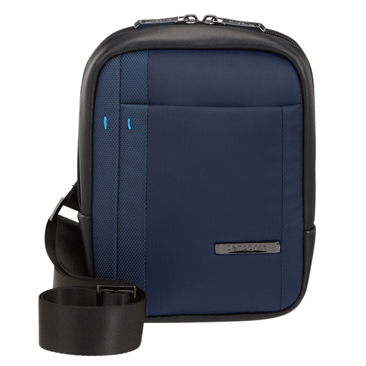 Samsonite's Spectrolite 3.0 Deep Blue Small Crossbody Bag with black panels and gunmetal trims.