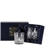 royal scot crystal 2 art deco whisky tumblers packaging