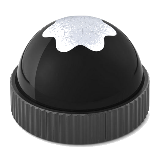 This Montblanc Snowcap Emblem Dome Paperweight has a ridged edge and a velvet base, also in black.