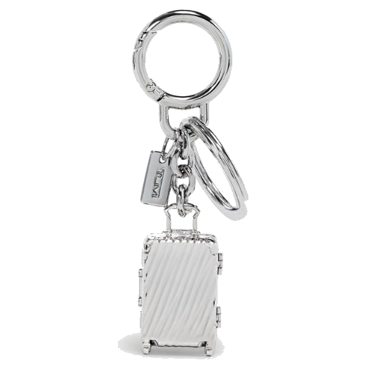 TUMI's 19 Degree Silver Luggage Charm Key Fob has a split ring and carabiner to keep your keys safe.