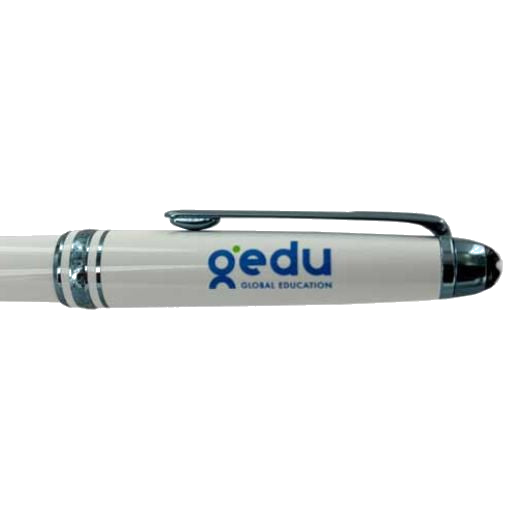 Glacier Ballpoint Pen Cap Engraving with Company Logo 'Gedu' was a bespoke order for Gedu, Global Education.