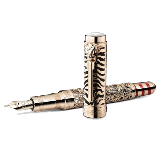 Montblanc's Patron of Art Peggy Guggenheim Limited Edition 81 Fountain Pen has an intricate design on the cap and barrel inspired by the art collector.