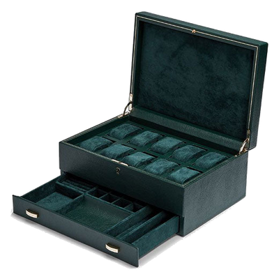 wolf 1834 green british racing 10 watch box with storage inside 2