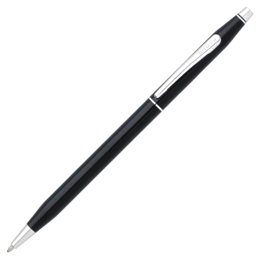 This Cross Black Lacquer Classic Century Ballpoint Pen has a slim barrel and cap with a sleek finish in glossy black lacquer and luxe chrome trims.