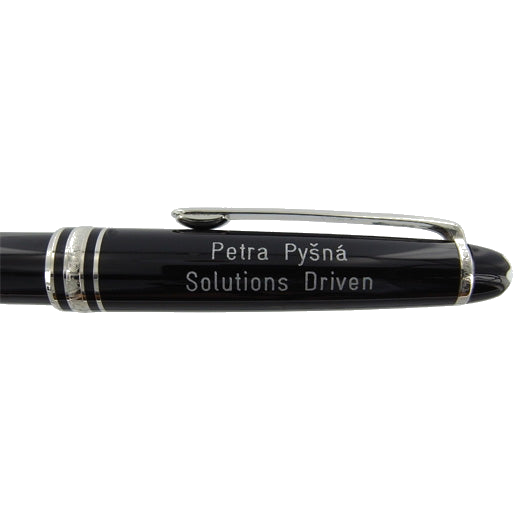 Two line pen cap engraving for Solutions Driven.