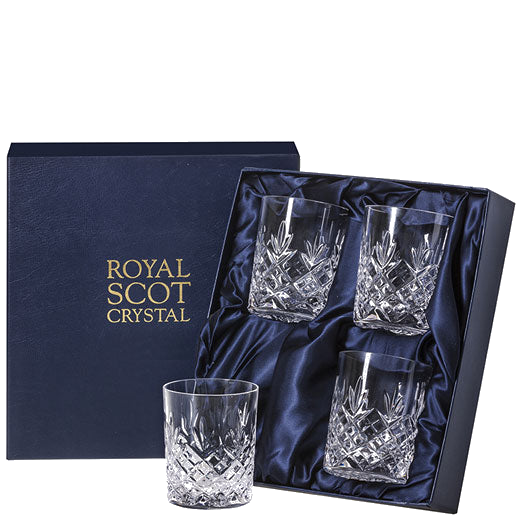 royal scot crystal 4 edinburgh whisky tumblers packaging