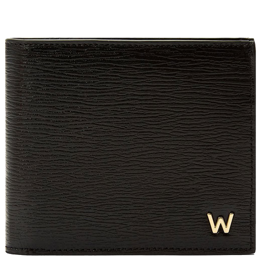 WOLF 1834's Black 'W' 8CC Billfold Wallet is crafted out of sustainably sourced cow leather.