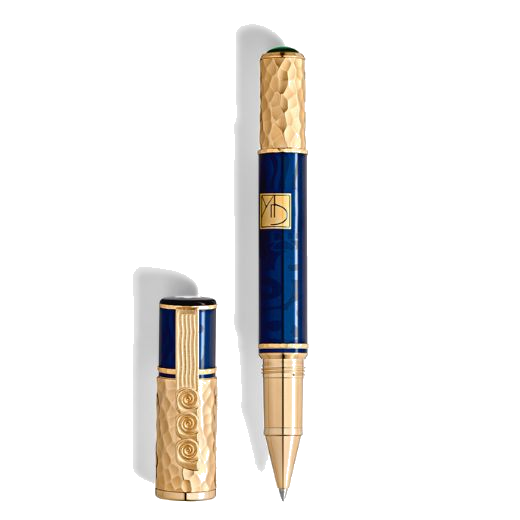 Montblanc's Masters of Art Gustav Klimt 4810 Rollerball Pen Limited Edition is made out of blue lacquer with a subtle pattern.