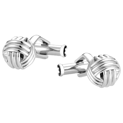 The Montblanc silver stainless steel knot cufflinks.