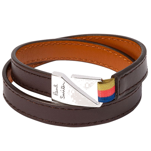 This Dark Brown Leather Hook Bracelet was designed by Paul Smith.