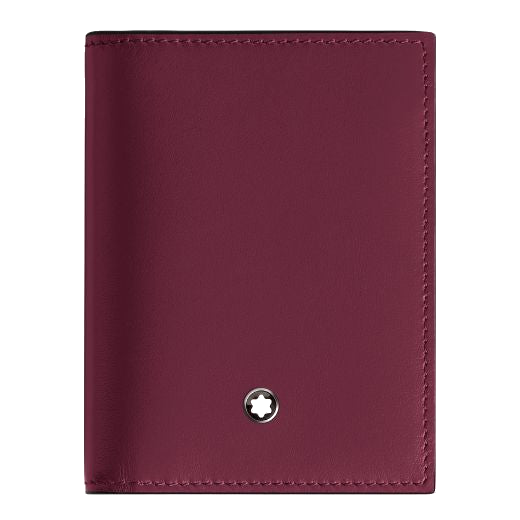 Montblanc's Meisterstück 4CC Cassis Leather Card Holder has a smooth finish and is made out of cowhide leather with a burgundy tanned colour.