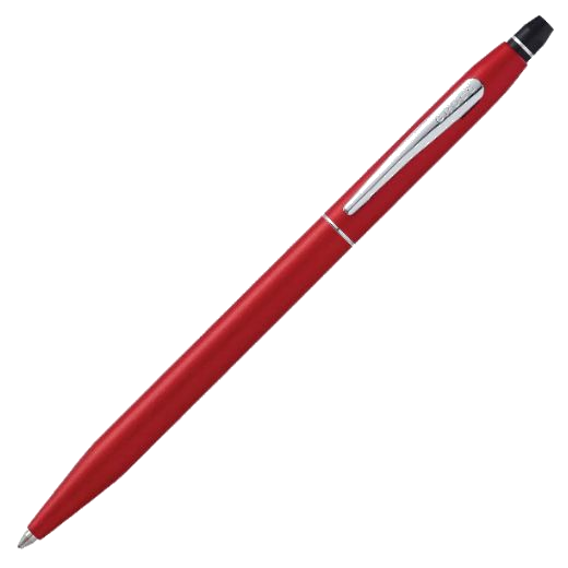 This Cross Click Metallic Red Ballpoint Pen has polished chrome trims including the cap ring and the clip with the Cross brand name engraved.