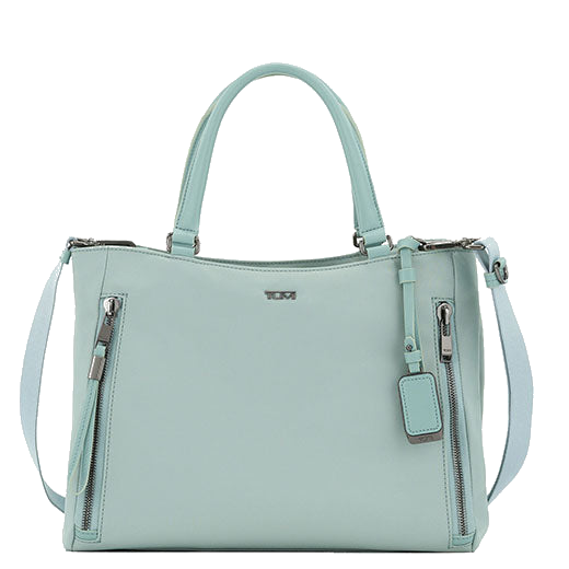 TUMI's Voyageur Mist Green Valetta Medium Tote Bag is made from nylon.