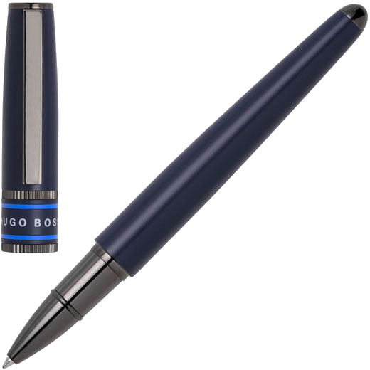 This Illusion Gear Blue Rollerball Pen has been designed by Hugo Boss.