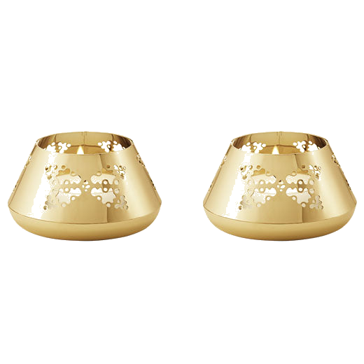 These 18 KT. Gold Plated 2 Pcs. Christmas Tealight Holders were designed by Georg Jensen.