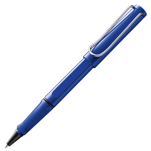 The LAMY blue rollerball pen in the Safari collection.