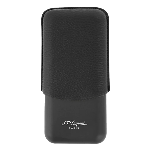 This S.T. Dupont Matte Black & Leather Triple Cigar Case can keep 3 cigars safe when you're out and about.
