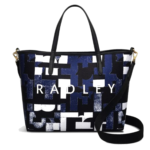 This Radley Southwell Gardens Abstract Geo Evenfall Open-Top Bag has two grab handles that are made of water-based bonded leather.