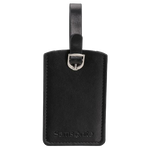 This Samsonite Black PU Leather Luggage Tag x2 has the brand name in blind embossing towards the bottom of the tag.