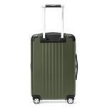 This Montblanc #MY4810 Compact Cabin Trolley Clay Green has a retractable handle and side grab handle.