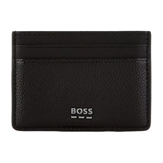 This Jareth 4CC Faux Grained Leather Card Holder by BOSS is made out of faux leather with a soft finish.