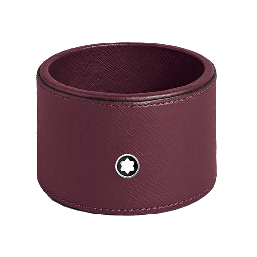 This Montblanc medium desk tray comes in a dark red leather and has the logo placed on the front.