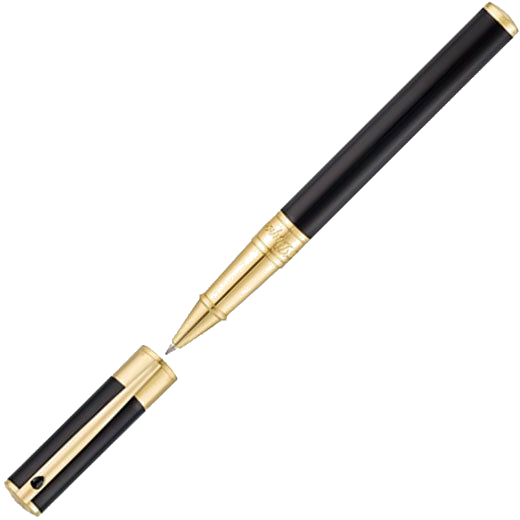 This D-Initial Black & Gold Rollerball Pen was designed by S.T. Dupont Paris.