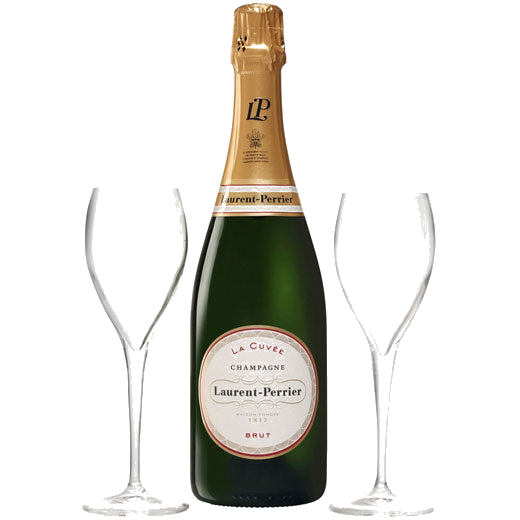 This champagne gift set comes with two branded Laurent-Perrier glasses.