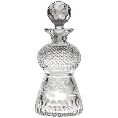 This Flower of Scotland 55cl Thistle Shape Whisky Decanter has been designed by Royal Scot Crystal.