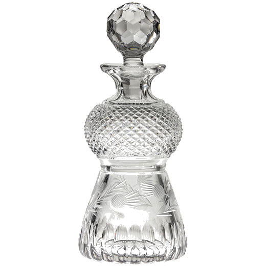 This Flower of Scotland 55cl Thistle Shape Whisky Decanter has been designed by Royal Scot Crystal.