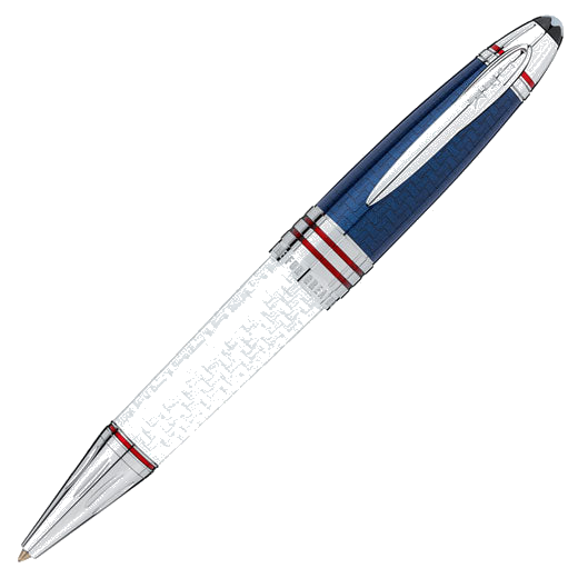 Montblanc's John F. Kennedy Limited Edition 1917 Ballpoint Pen has been made with precious resin in blue, white, and red with polished silver trims.