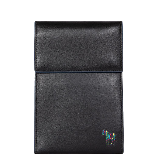 This Paul Smith Black Zebra Logo Neck Pouch features a zipped pocket on the rear.