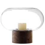 lsa oblate xl clear vase with walnut base candle