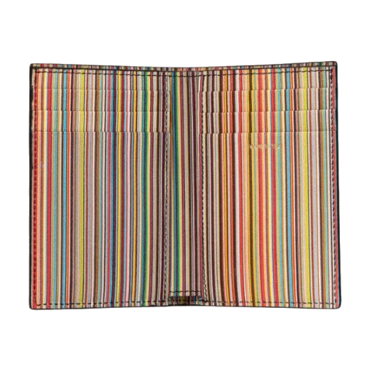 The Black Leather Signature Stripe Print Card Wallet by Paul Smith.