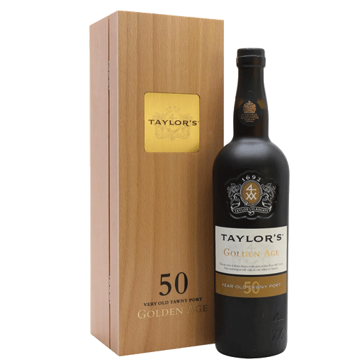 Taylor's Golden Age 50 Year Old Tawny Port 75cl with wooden box.