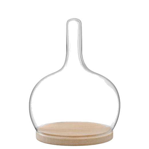 LSA International's Signature Cloche Small Dome with Oak Base features a tall hollow handle.