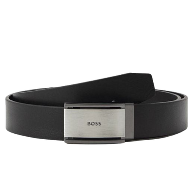 1 jecori black leather clamping buckle belt with logo 50537450 01 001