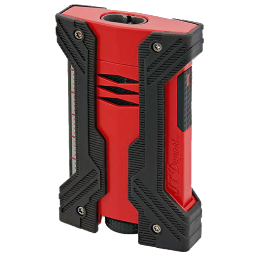 This S.T. Dupont Paris Défi XXtrême Matt Red Lighter features a double torch flame.