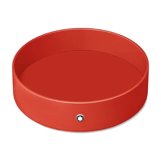 This Montblanc Coral Lacquer Round Desk Tray, Large can be paired with the pen holder and smaller desk trays to create a desk tidy.