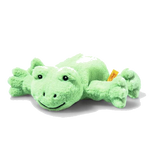 Steiff's Floppy Cappy the Green Frog, 20 cm is made from soft plush and is perfect for cuddling your little one or collection as part of a set.