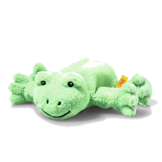 Steiff's Floppy Cappy the Green Frog, 20 cm is made from soft plush and is perfect for cuddling your little one or collection as part of a set.