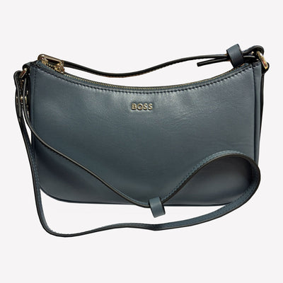 BOSS Blue Leather Numah Minibag with Double 'B' Monogram Charm