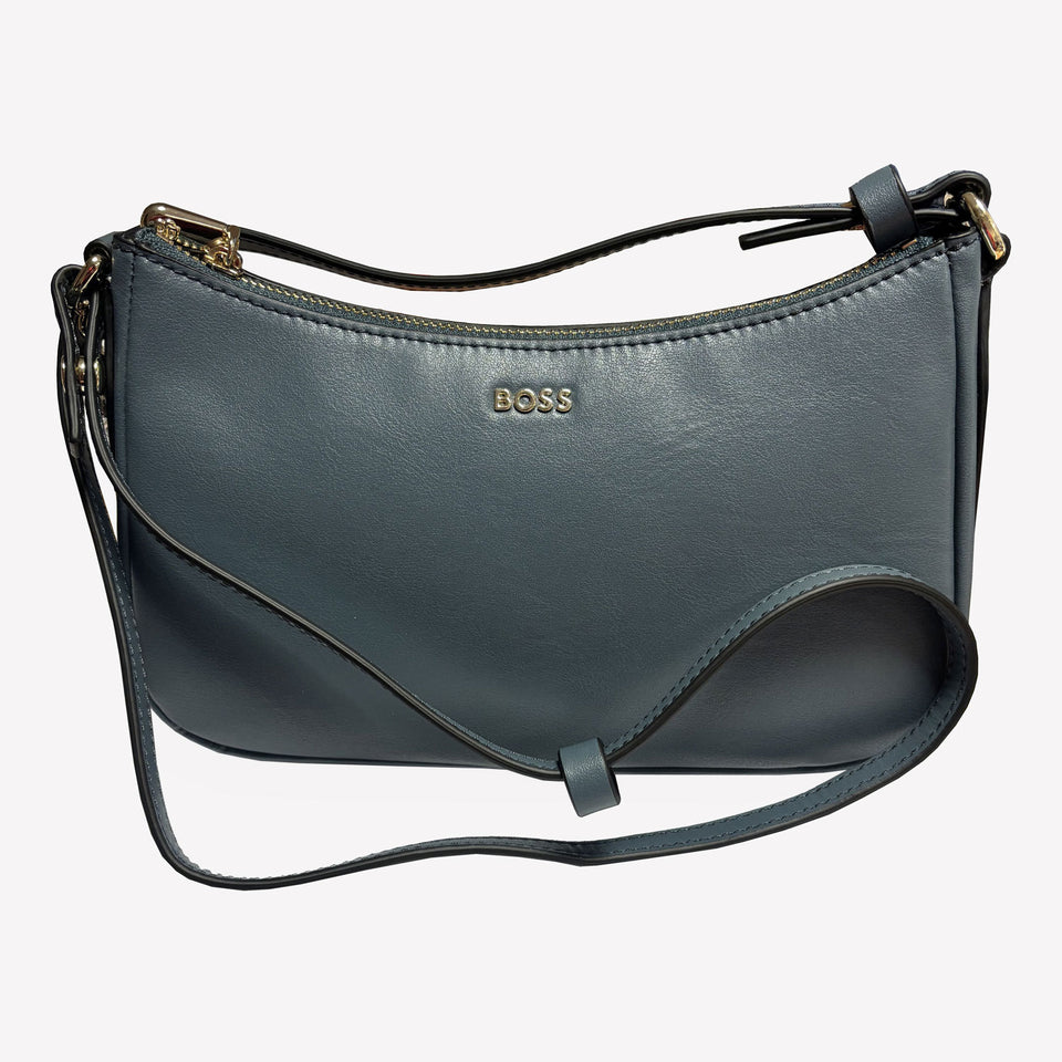 BOSS Blue Leather Numah Minibag with Double 'B' Monogram Charm
