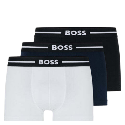 3-Pack of Stretch Cotton Trunks in White, Navy & Black