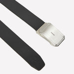 This Hugo Boss leather belt comes with black leather and a metal silver buckle.