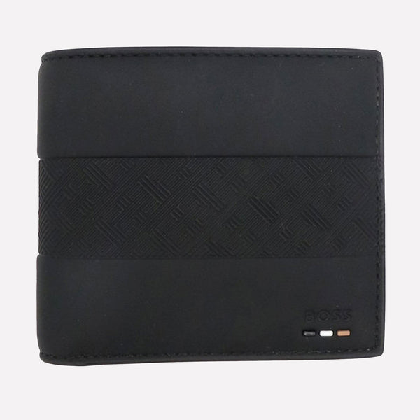 This BOSS black leather wallet comes with the brand name embossed on the front.
