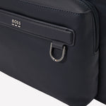 The BOSS Jinko backpack comes with the brand name on the front pocket.